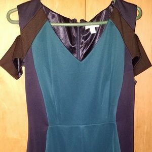 7th Avenue Ny & Co Colorblock cold-shoulder dress